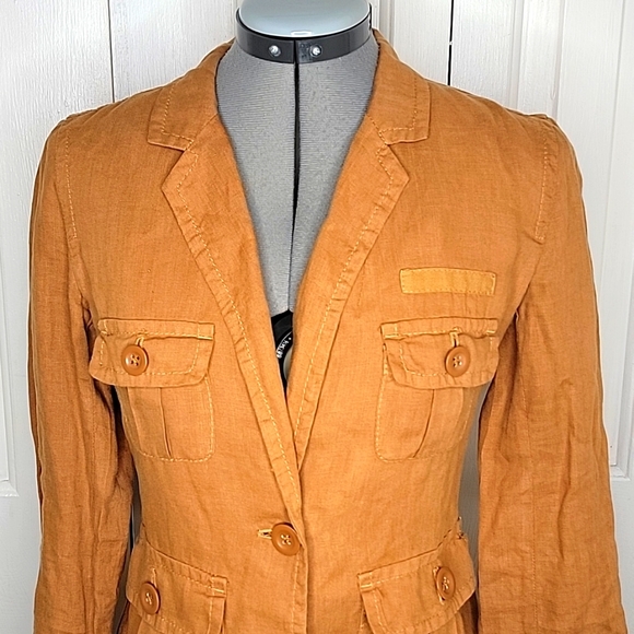 J.CREW Tan Linen Jacket Size 0 - Picture 2 of 6